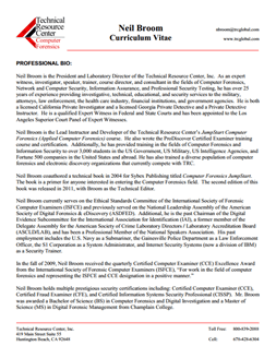 CV for Neil Broom Expert Witness in Computer Forensics Investigations in Nebraska